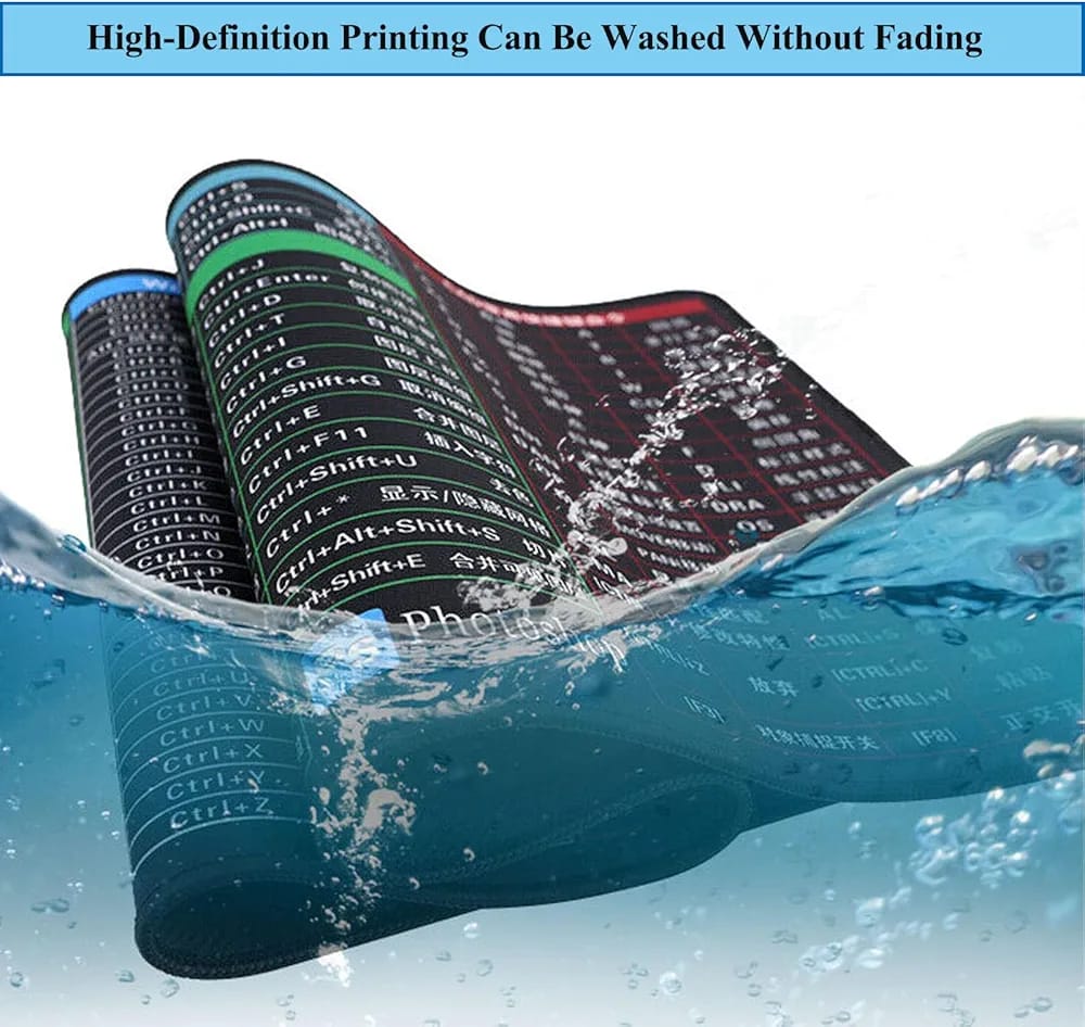 Large Excel Shortcut Keyboard Mouse Pad & Desk Mat 30Ã—59cm | Extended Non-Slip Office Table Mat for Work Study Gaming