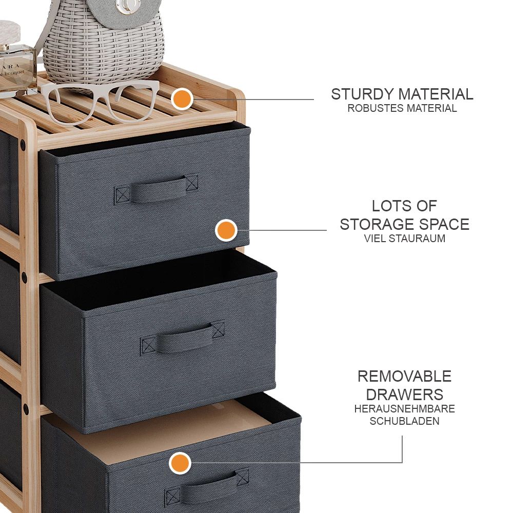 3 Tier Storage Cabinet with Fabric Drawers | Space Saving Organizer