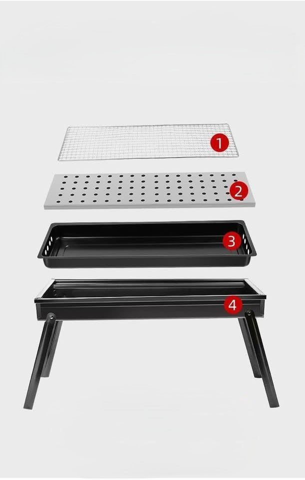 Portable Foldable Charcoal BBQ Grill – Stainless Steel