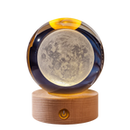 3D Crystal Ball Lamp with Wooden Base