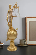 Lady Justice Statue with Scales of Justice | 37cm Gold Resin Themis Sculpture for Lawyers & Collectors