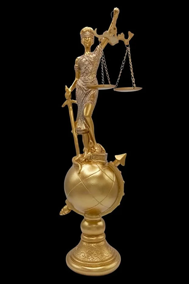 Lady Justice Statue with Scales of Justice | 37cm Gold Resin Themis Sculpture for Lawyers & Collectors