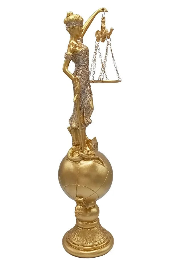 Lady Justice Statue with Scales of Justice | 37cm Gold Resin Themis Sculpture for Lawyers & Collectors