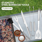 5-Piece Stainless Steel BBQ Grill Tool Set
