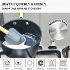 Non-Stick Saucepan with Glass Lid | Matte Black & Gold