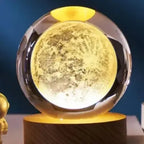 3D Crystal Ball Lamp with Wooden Base