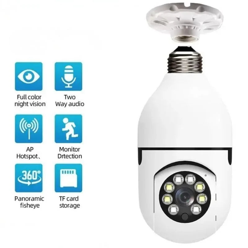 Speed-X 1080P WiFi Bulb Camera – 360° Panoramic Security Camera with Night Vision & Two-Way Audio