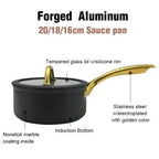 Non-Stick Saucepan with Glass Lid | Matte Black & Gold