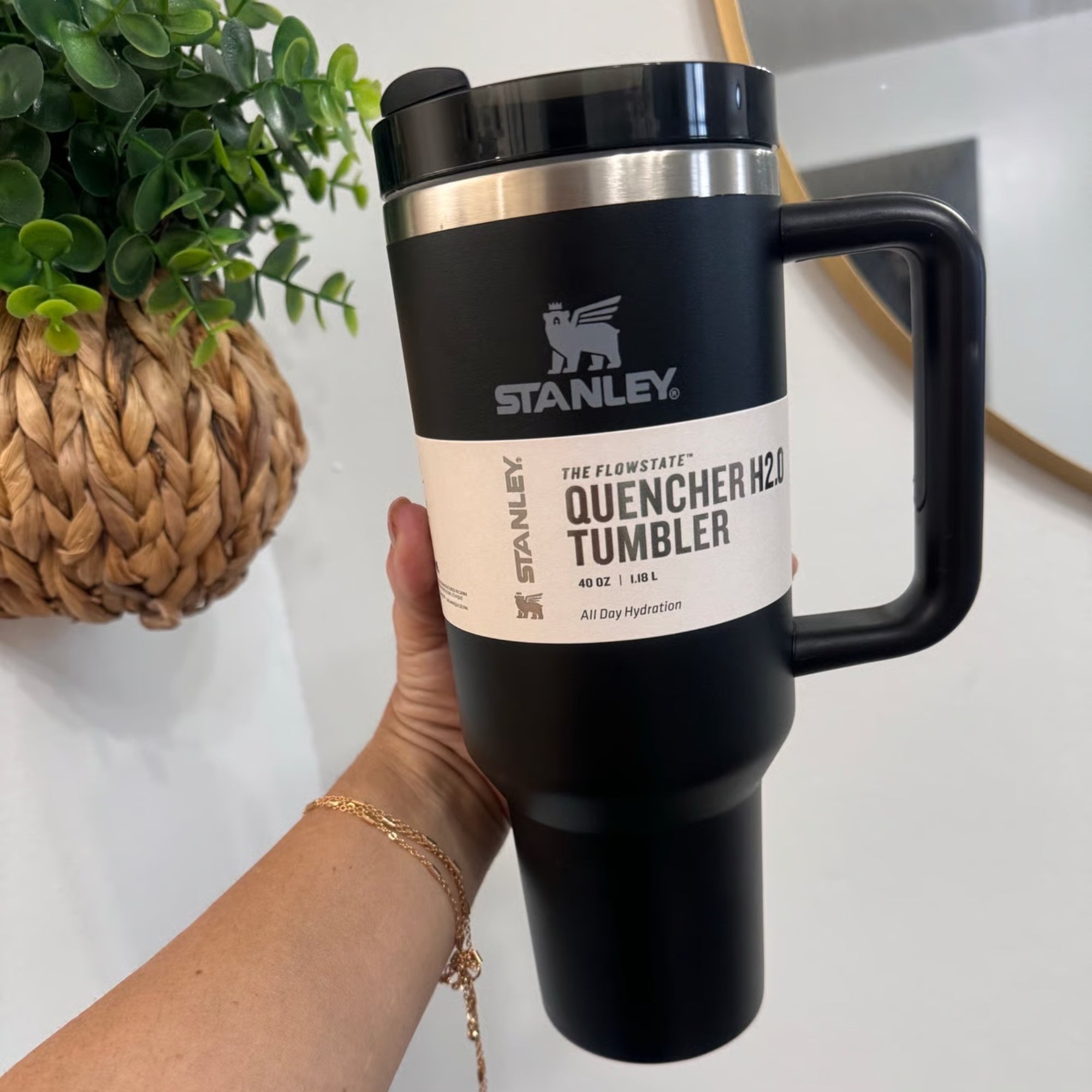 Black Stanley 40 Oz Stainless Steel Tumbler | Leak-Proof Vacuum Insulated Travel Mug | Hot & Cold