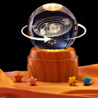 3D Crystal Ball Lamp with Wooden Base