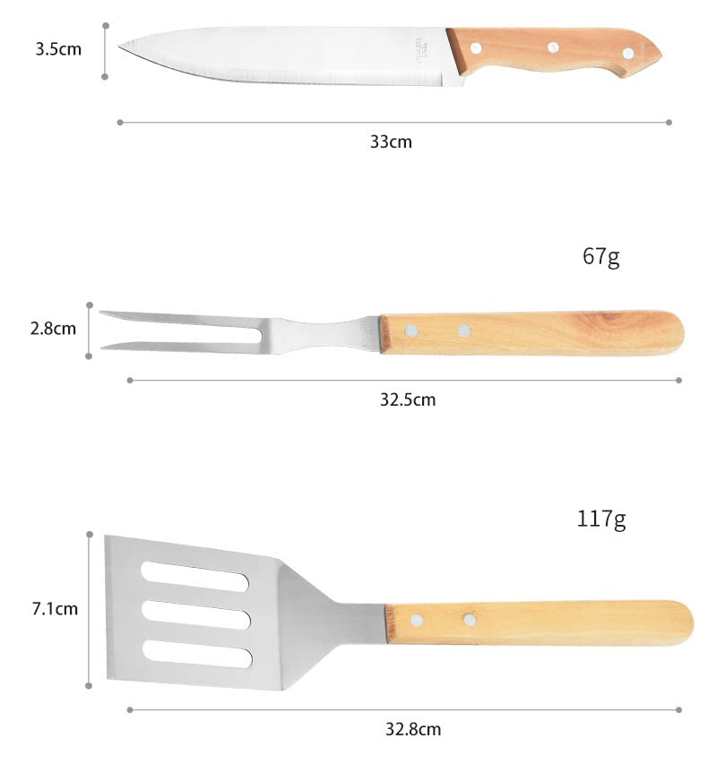 5-Piece Stainless Steel BBQ Tool Set with Wooden Handles