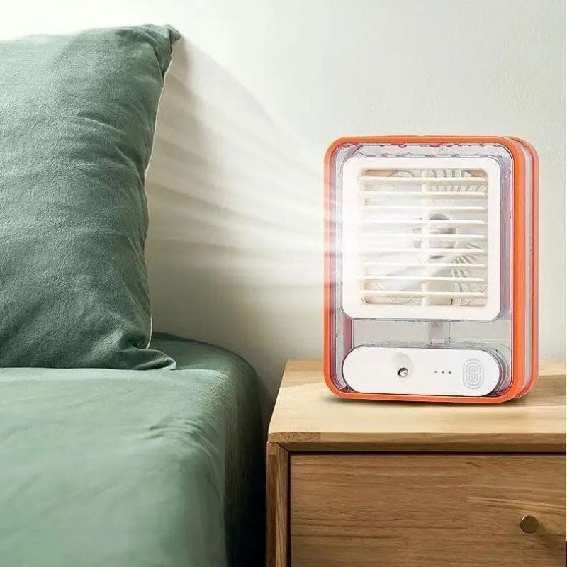 Portable USB Air Cooler Fan â€“ 3-Speed, Mist Spray, Rechargeable | Random Color