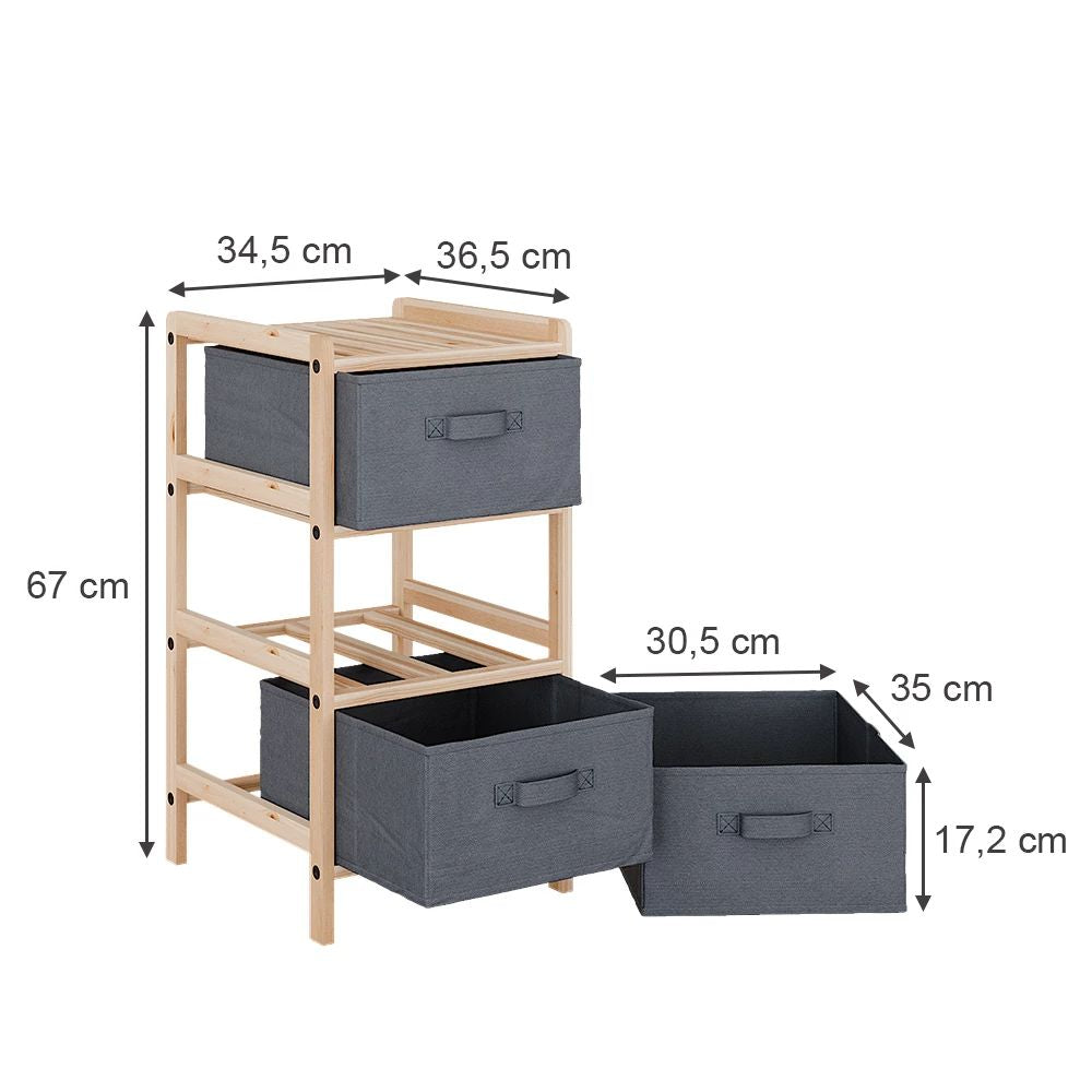 3 Tier Storage Cabinet with Fabric Drawers | Space Saving Organizer
