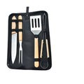 5-Piece Stainless Steel BBQ Tool Set with Wooden Handles