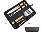 5-Piece Stainless Steel BBQ Tool Set with Wooden Handles