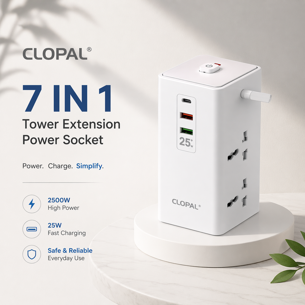 PowerNest 7-in-1 Charging Tower Extension – 2500W Smart Power Station
