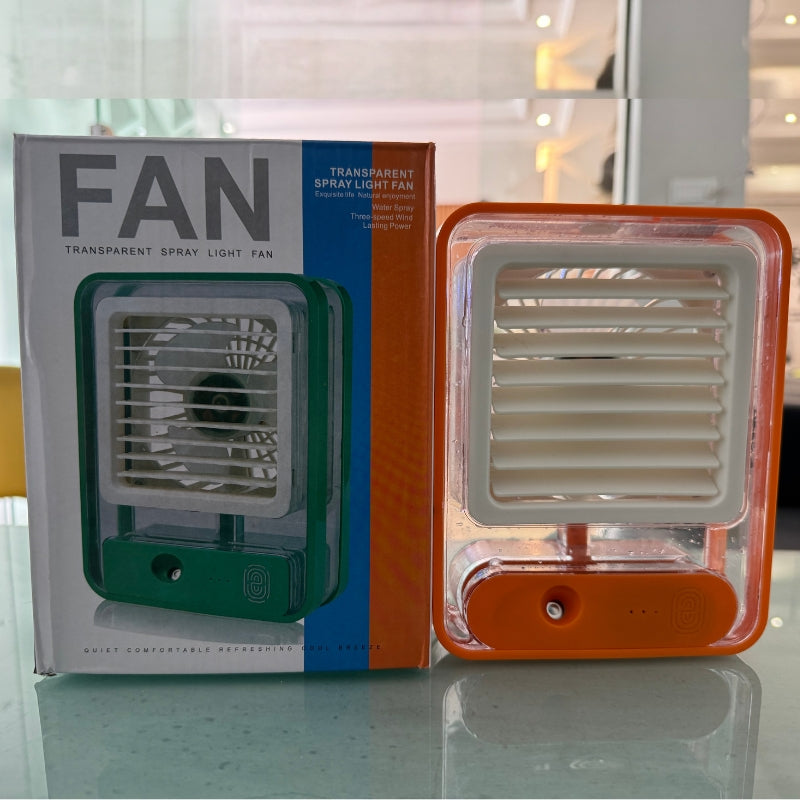 Portable USB Air Cooler Fan â€“ 3-Speed, Mist Spray, Rechargeable | Random Color