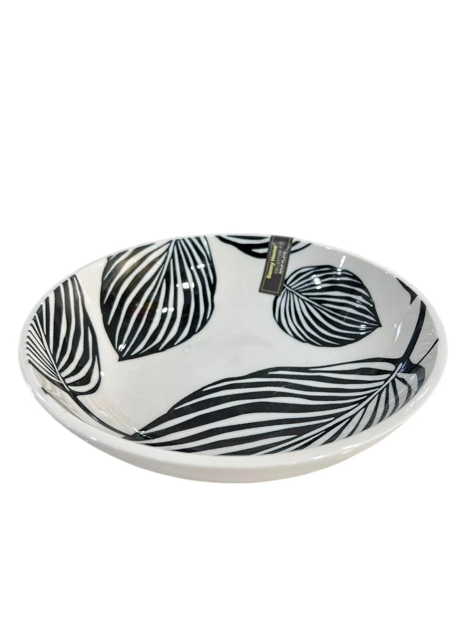Danny Home Fine Porcelain Black Leaf Deep Plate