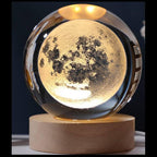 3D Crystal Ball Lamp with Wooden Base