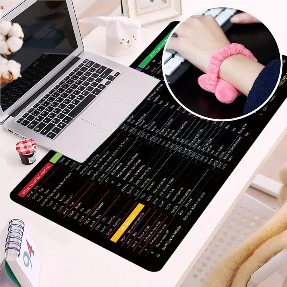 Large Excel Shortcut Keyboard Mouse Pad & Desk Mat 30Ã—59cm | Extended Non-Slip Office Table Mat for Work Study Gaming