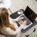 Laptop Table | Black Color | Foldable Legs, Tablet Groove & Cup Slot | Perfect for Working, Reading, Writing, and Eating