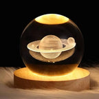 3D Crystal Ball Lamp with Wooden Base