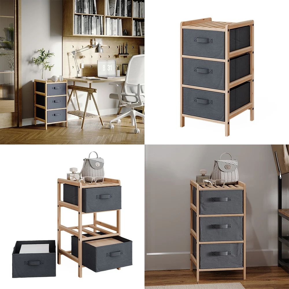 3 Tier Storage Cabinet with Fabric Drawers | Space Saving Organizer