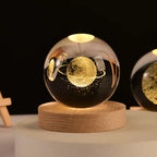 3D Crystal Ball Lamp with Wooden Base