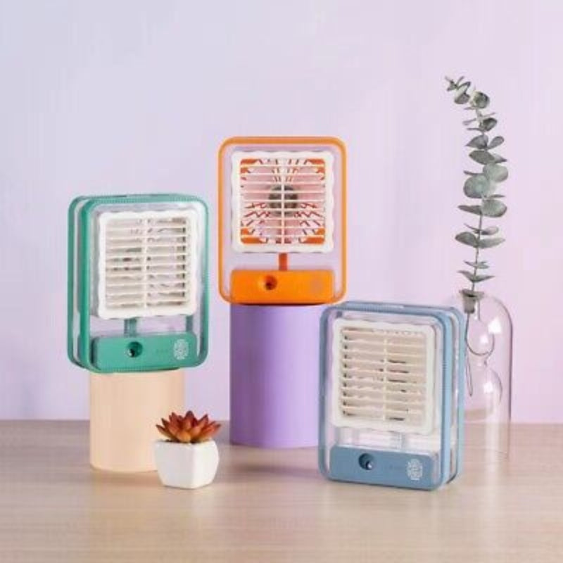 Portable USB Air Cooler Fan â€“ 3-Speed, Mist Spray, Rechargeable | Random Color