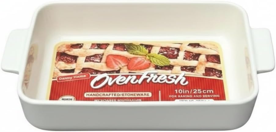 Premium Ceramic Rectangular Baking Dish 25cm | Oven-Safe Roasting Pan