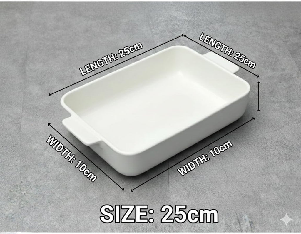 Premium Ceramic Rectangular Baking Dish 25cm | Oven-Safe Roasting Pan