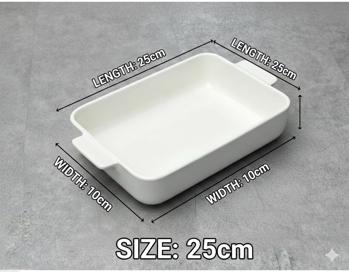 Premium Ceramic Rectangular Baking Dish 25cm | Oven-Safe Roasting Pan