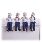 Pack of 4 French Fat Chef Dangly Legs Resin Figurines | Hand-Painted Kitchen Shelf Sitter Decor Set