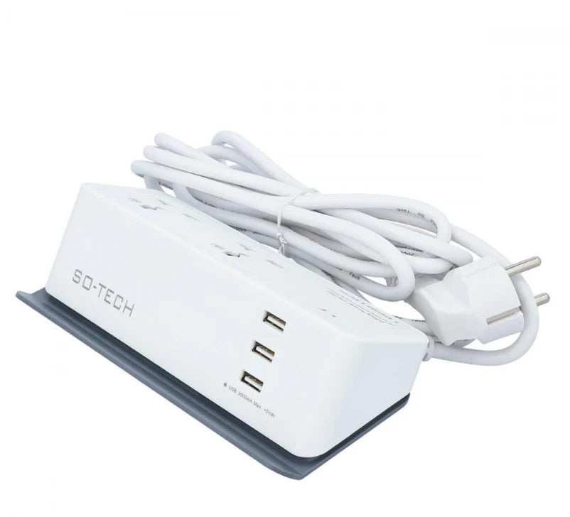 SO-TECH PowerSafe Extension Wire ST-105U – Universal Surge Protector with USB Charging