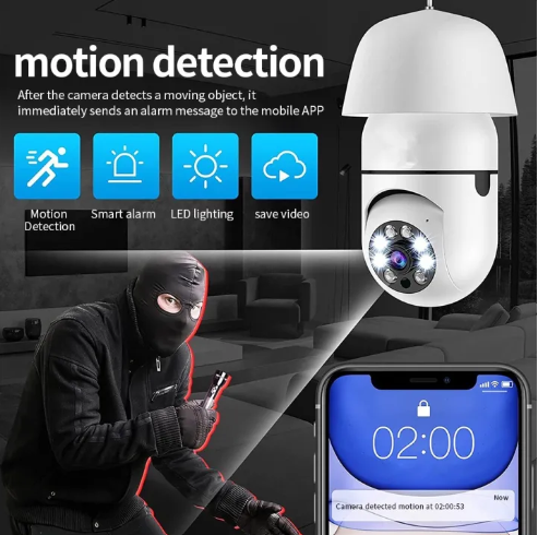 Speed-X 1080P WiFi Bulb Camera – 360° Panoramic Security Camera with Night Vision & Two-Way Audio