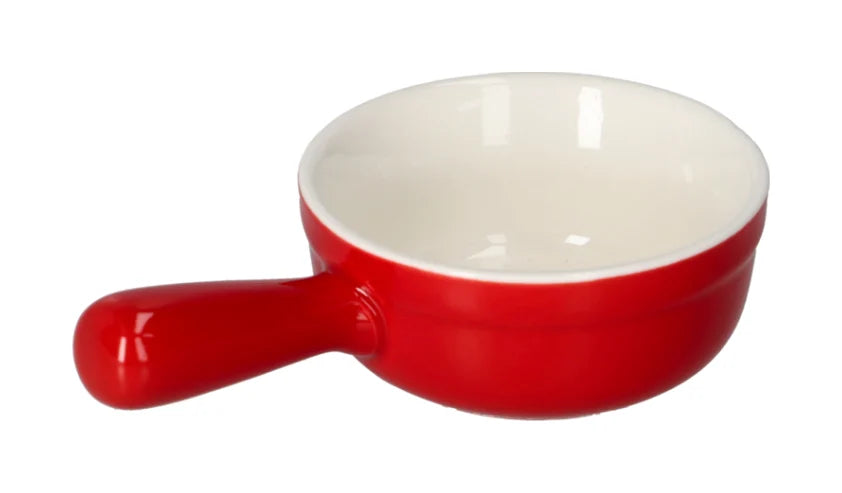 Danny Home Dessert Bowl with Handle | Red & White Condiment Bowl