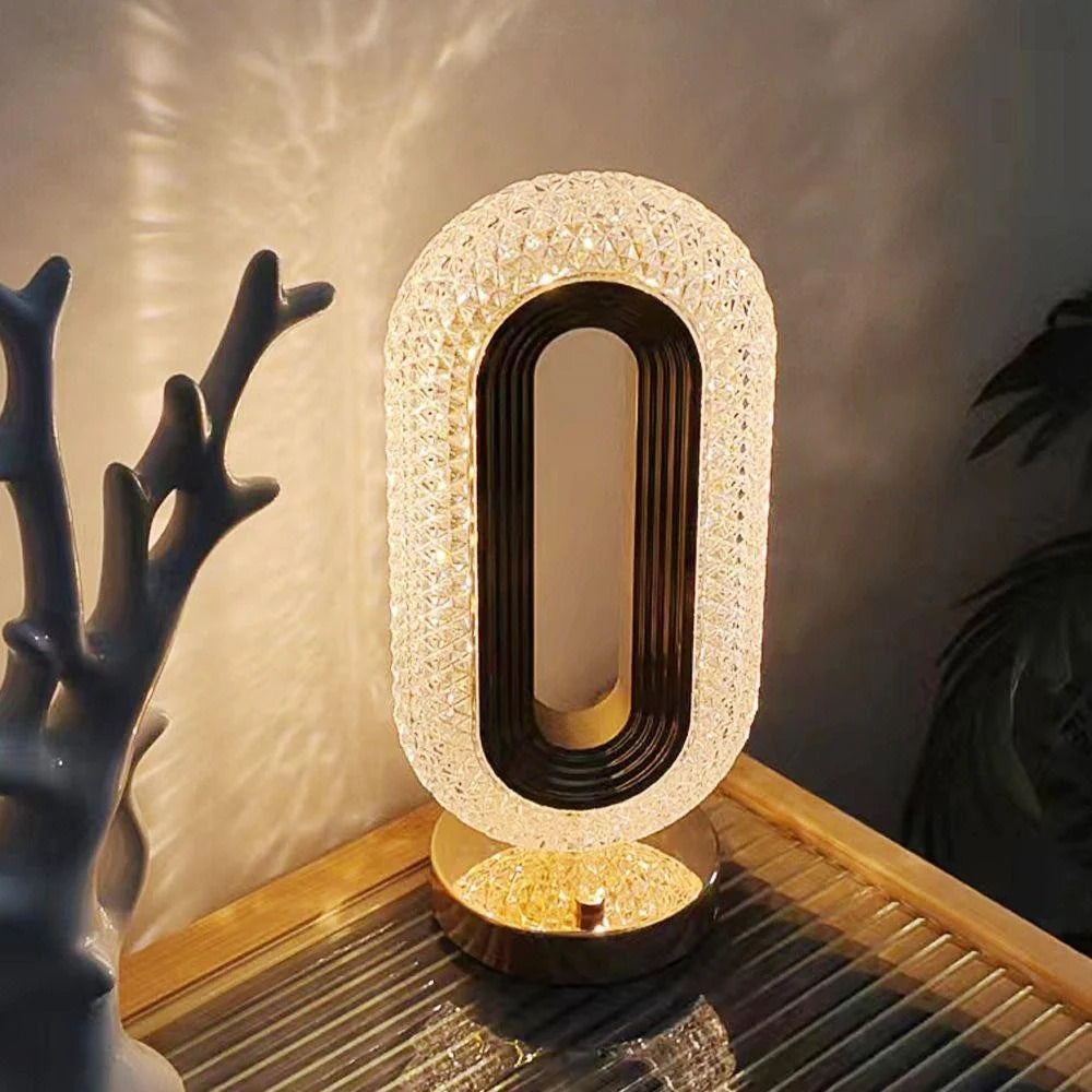 CrystalGlow Oval Table Lamp