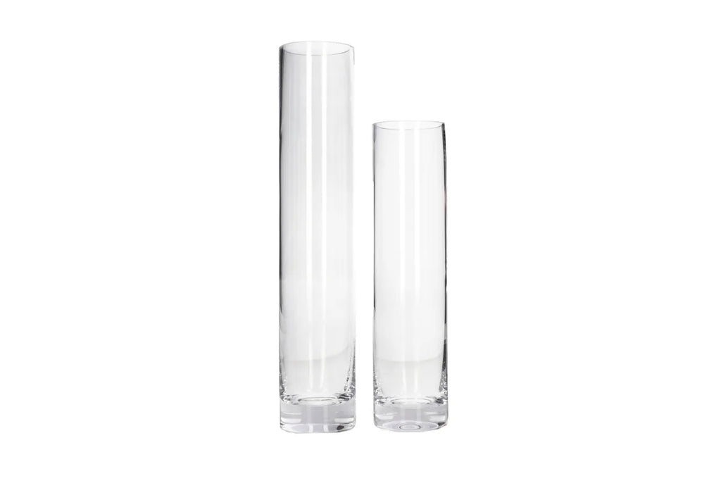 Clear Glass Cylindrical Vase 25cm | Tall Slim Flower Vase
