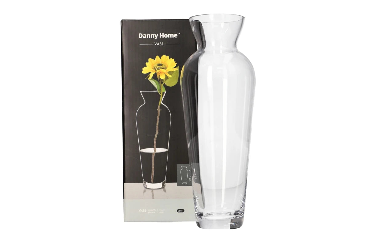 Clear Glass Plant Vase 25.2cm | Tall Elegant Flower Vase