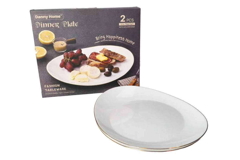 Gold Line Serving Platter Set (2 Pcs) | Oval Opal Glass Platters