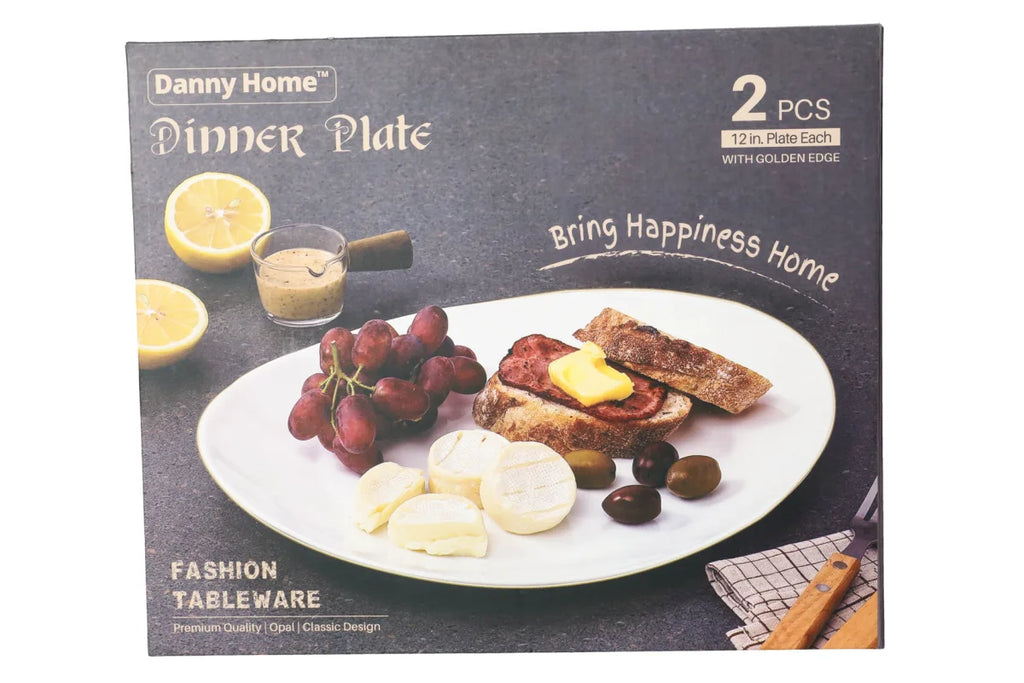 Gold Line Serving Platter Set (2 Pcs) | Oval Opal Glass Platters