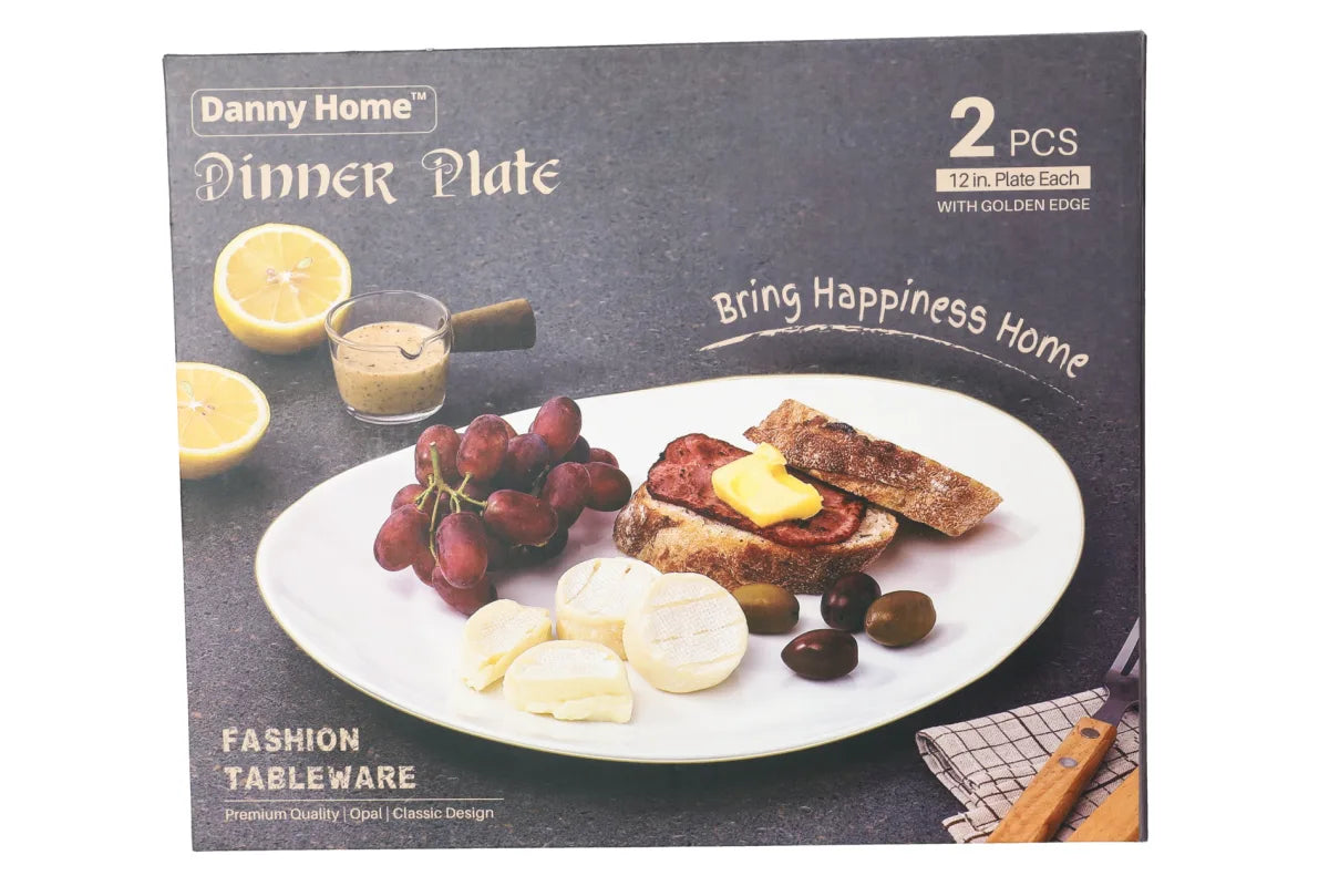Gold Line Serving Platter Set (2 Pcs) | Oval Opal Glass Platters