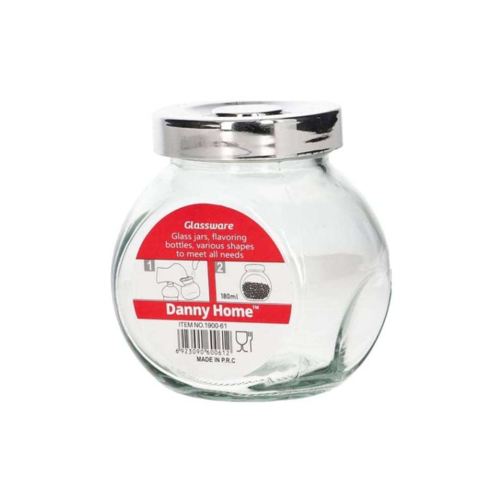Danny Home Round Glass Spice Jar – 180ml with Silver Airtight Lid