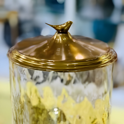 Handmade Turkish Glass Beverage Dispenser with Solid Brass Base & Lid – Luxury Series (Glass Cylindrical)