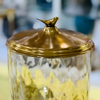 Handmade Turkish Glass Beverage Dispenser with Solid Brass Base & Lid – Luxury Series (Glass Cylindrical)