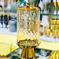 Handmade Turkish Glass Beverage Dispenser with Solid Brass Base & Lid – Luxury Series (Glass Cylindrical)