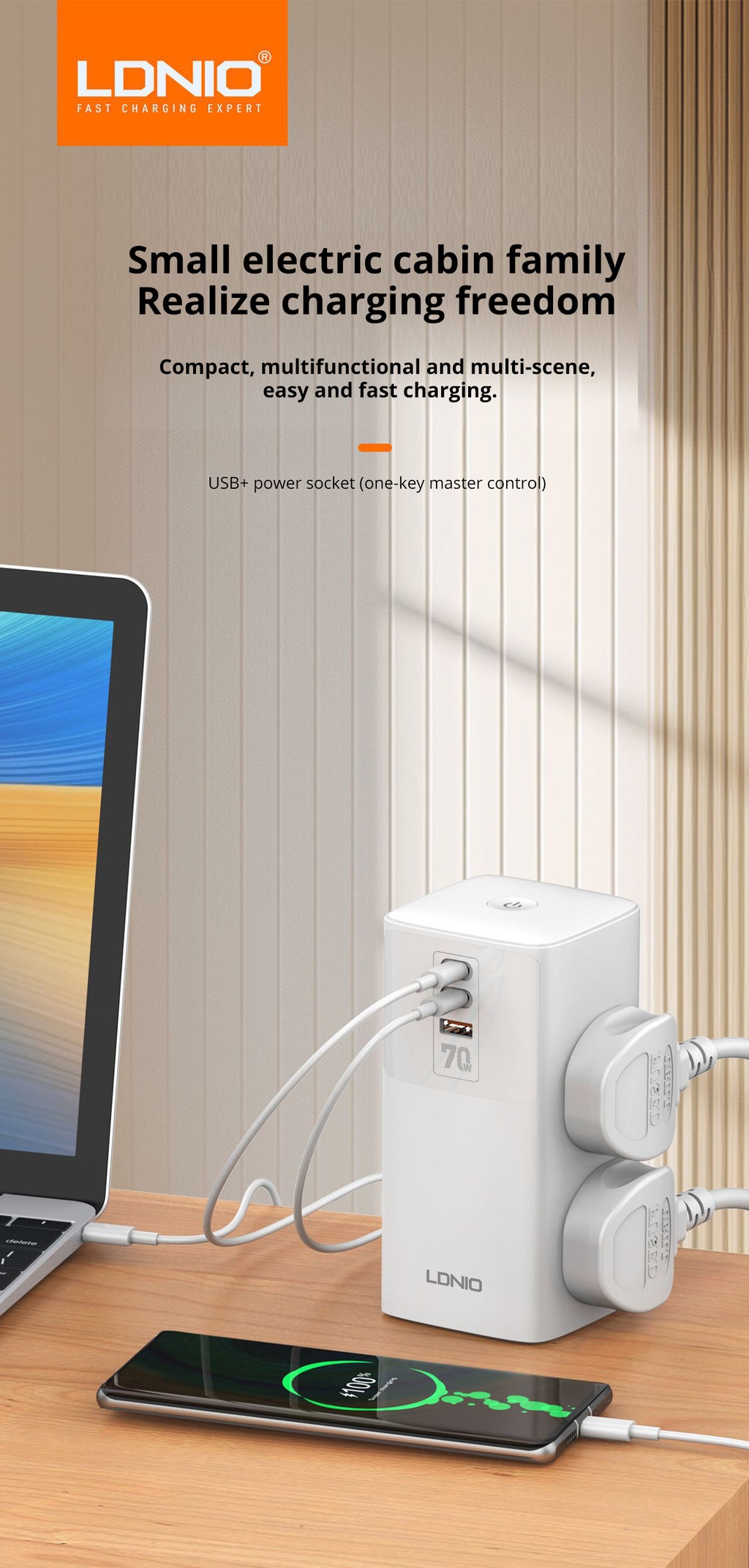 Power Tower 70W – Fast Charging Desktop Power Hub