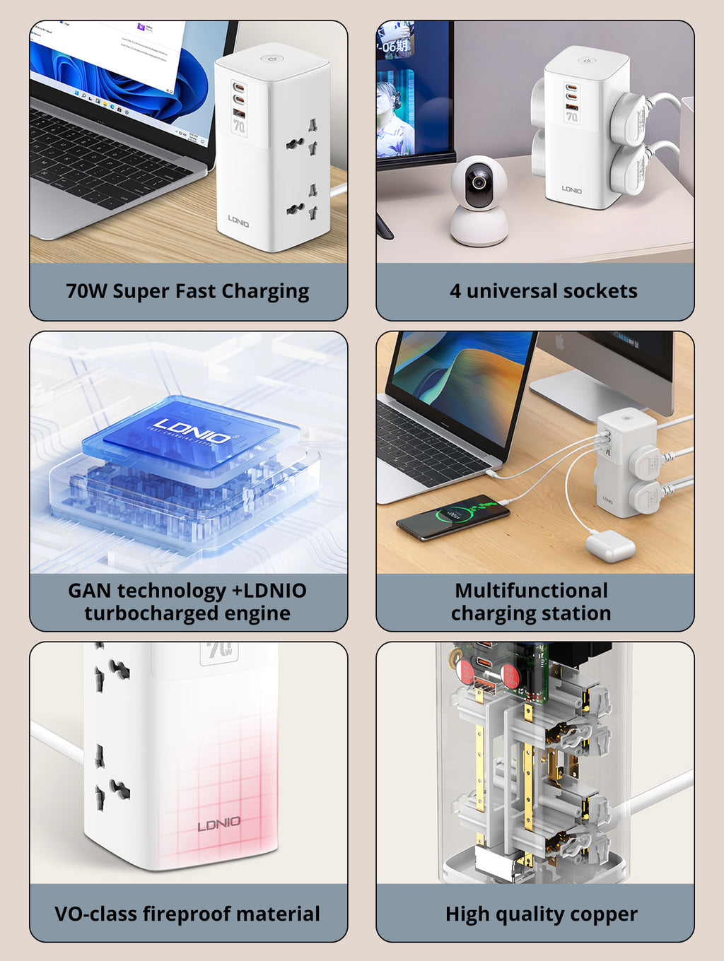 Power Tower 70W – Fast Charging Desktop Power Hub