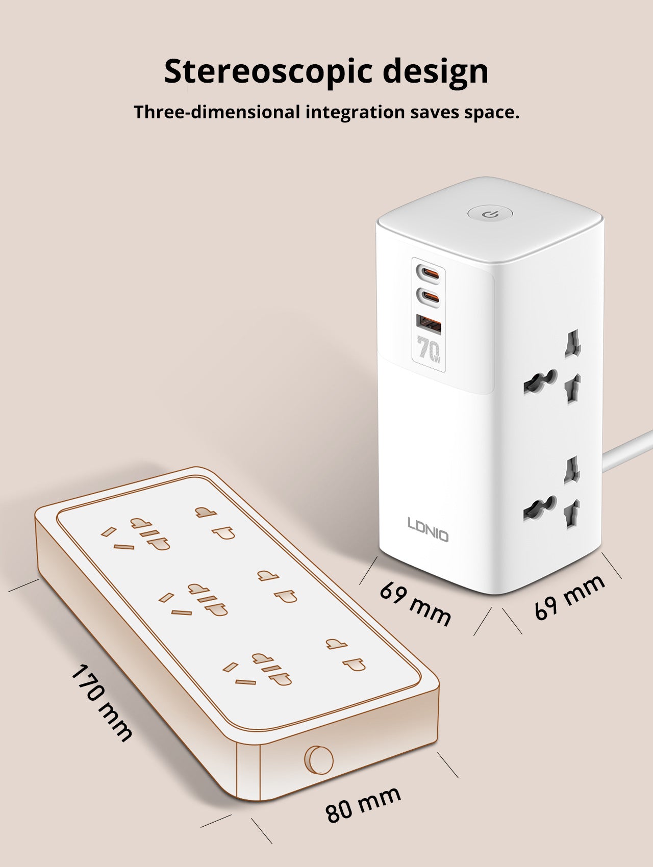 Power Tower 70W – Fast Charging Desktop Power Hub