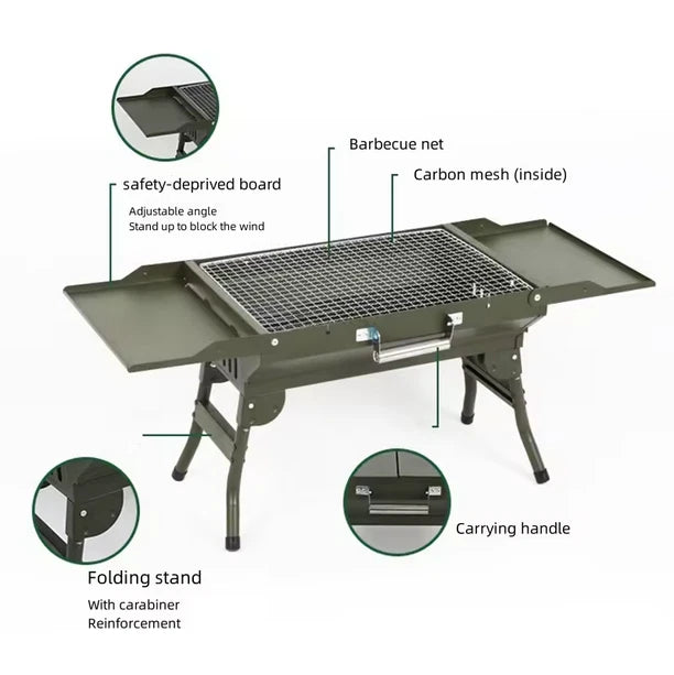 Folding Portable BBQ Grill - Charcoal Camping Grill